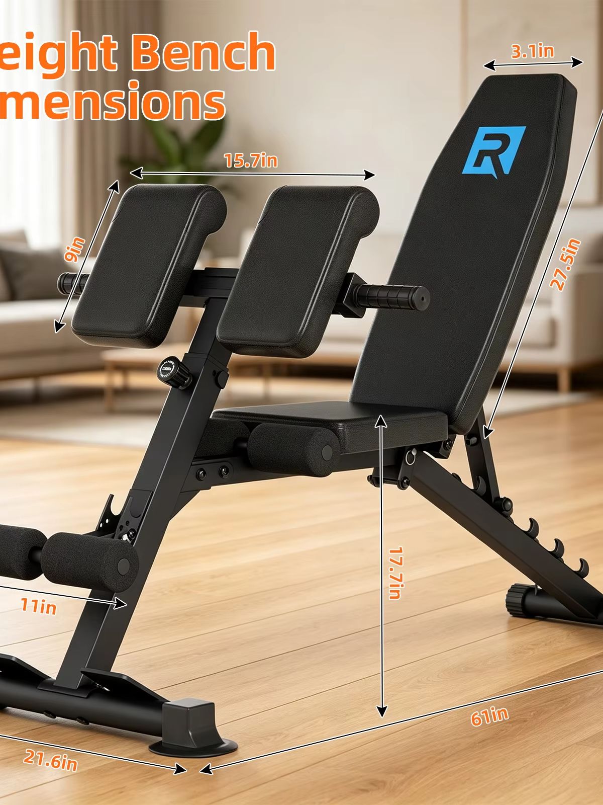 Home Gym Design - Kompaktowa, wytrzymała, regulowana ławka do ćwiczeń,