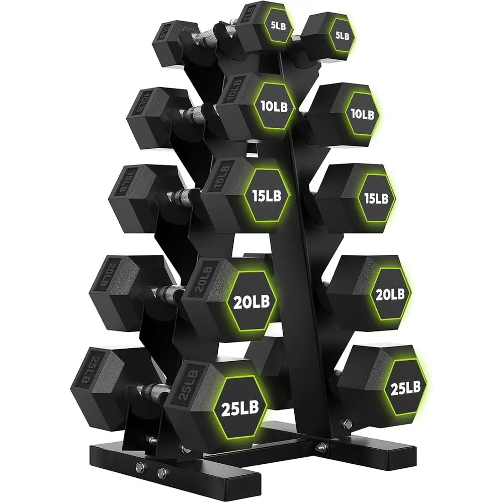 Home Gym Design - Hantle sześciokątne z stojakiem A-E, opcje