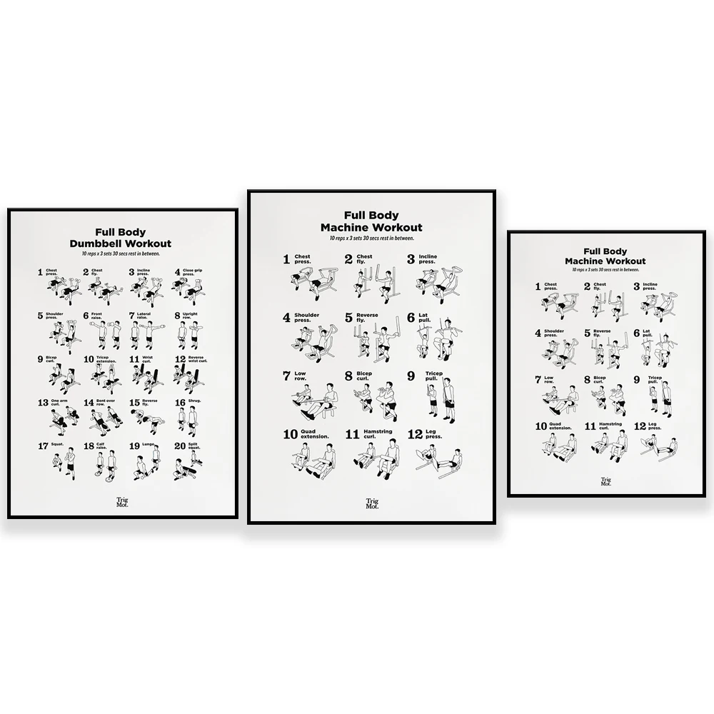 Home Gym York - Plakat z ćwiczeniami z hantlami, Plakat